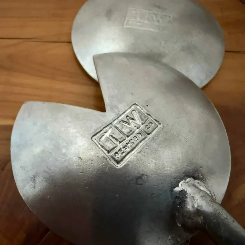 TWL Pewter Co. Set of 2 Silver Tone Salad Servers Made in USA